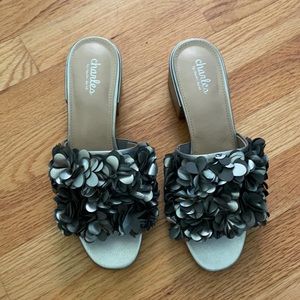 Charles David Silver Metallic Sandals, Size 8